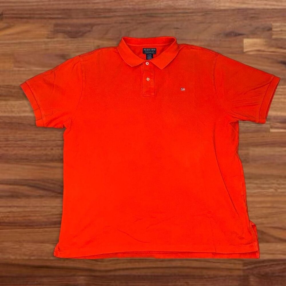 Polo Ralph Lauren Orange Polo Shirt Men’s XL Cotton Embroidered RL Flag